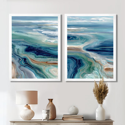 «Green River», art mural vert, ensemble de 2 impressions sur toile