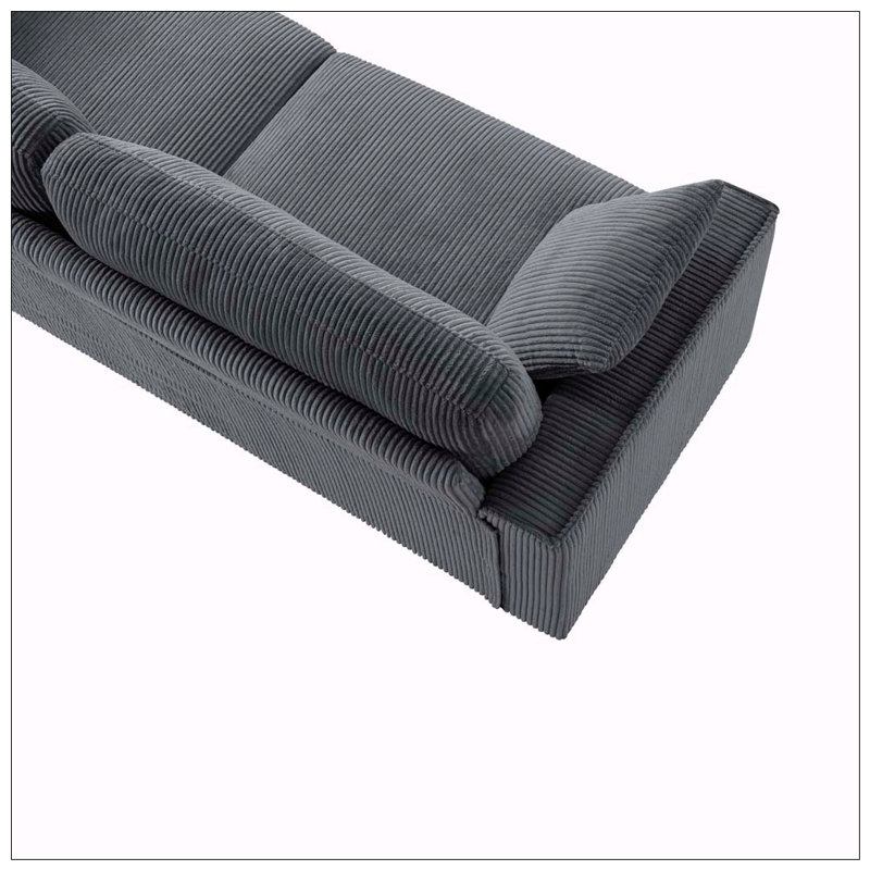 Canapé 81,8 po Corduroy, canapé 2 places avec structure robuste en fer et en bois, Gris