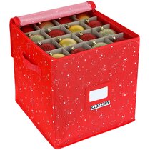 HOLDN' STORAGE Premium Christmas Ornament Storage Containers - Fits up to  48 ornaments 6” H Durable 600D Fabric - Adjustable Metal Dividers with