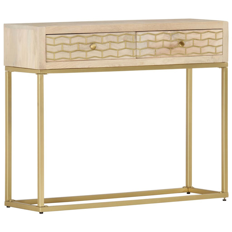 Console vidaXL en bois de manguier massif naturel et doré