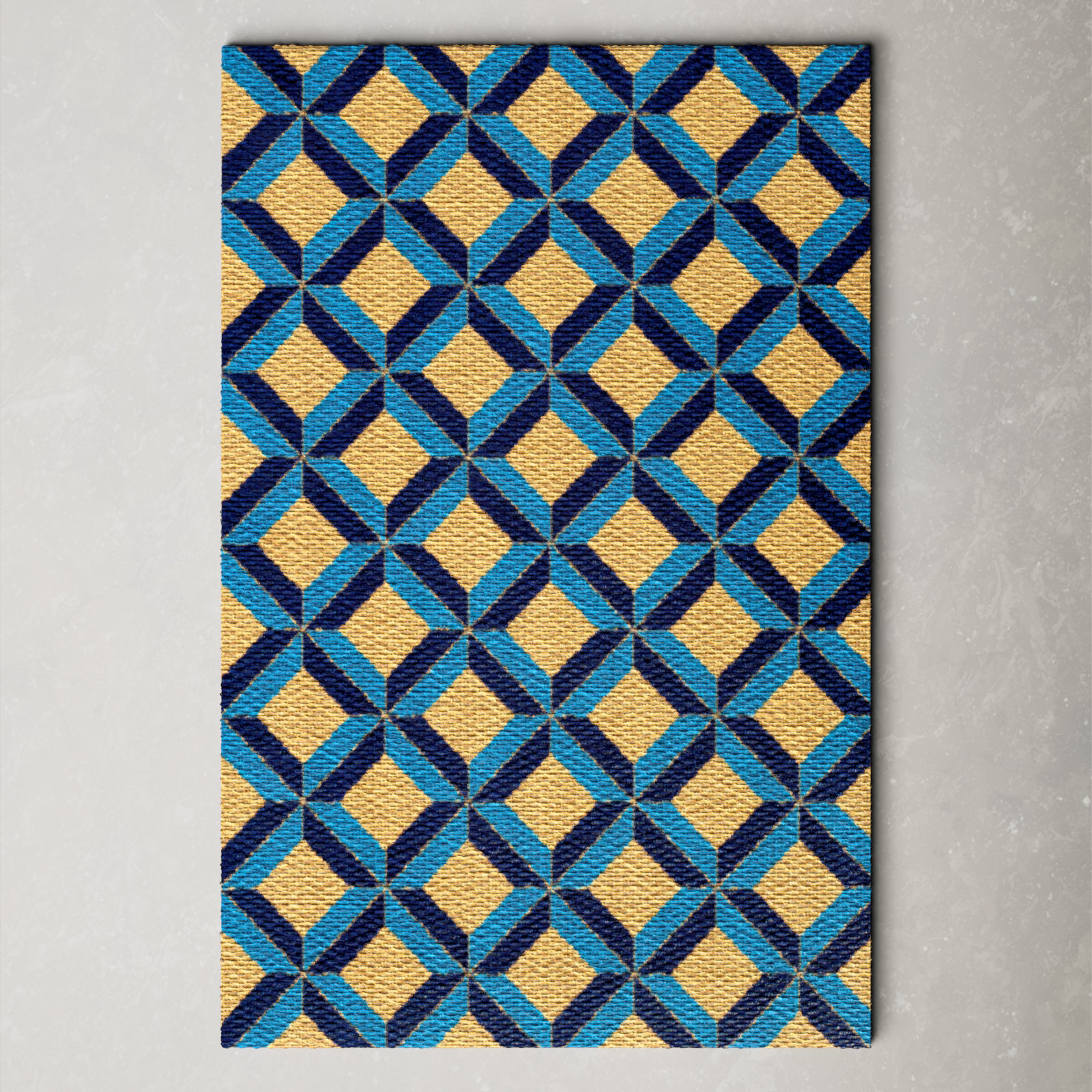 Neighburly Non-Slip Geometric Doormat, Blue
