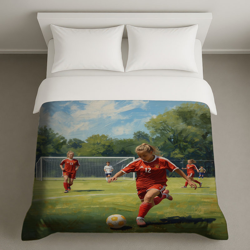 Housses de couette jeu de soccer pour jeunes, Très grand lit