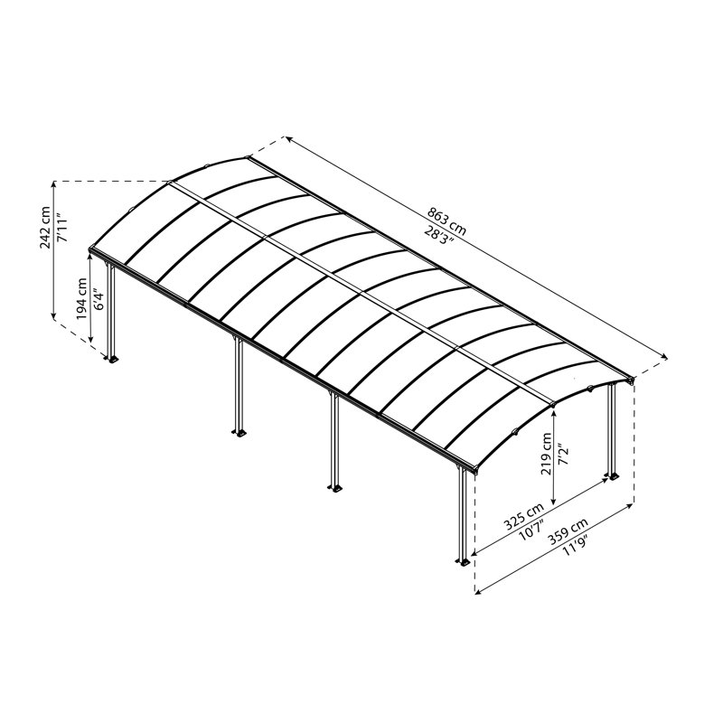 Arcadia 12 Ft. W x 28 Ft. D Canopy