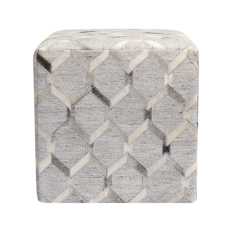 Galaxy Silver Cowhide Pouf 18"