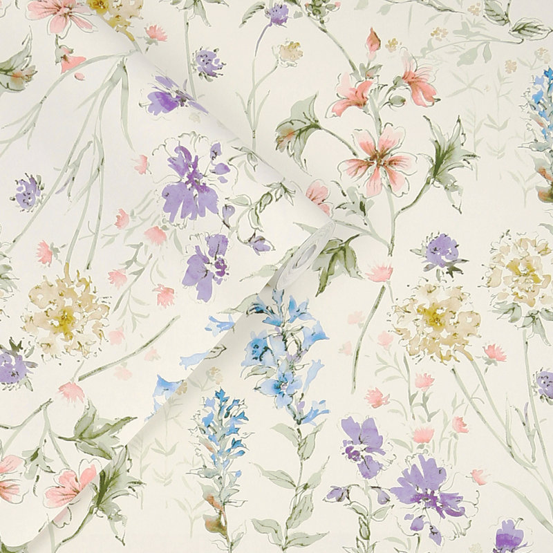 Laura Ashley Wild Meadow Chalk Pink Wallpaper