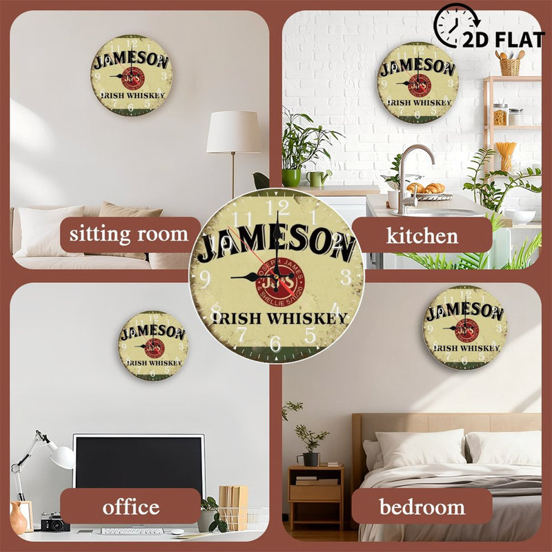 Horloge murale en bois 10 po, mouvement silencieux, à piles (piles AA non incluses), décor artistique, parfait pour les décorations