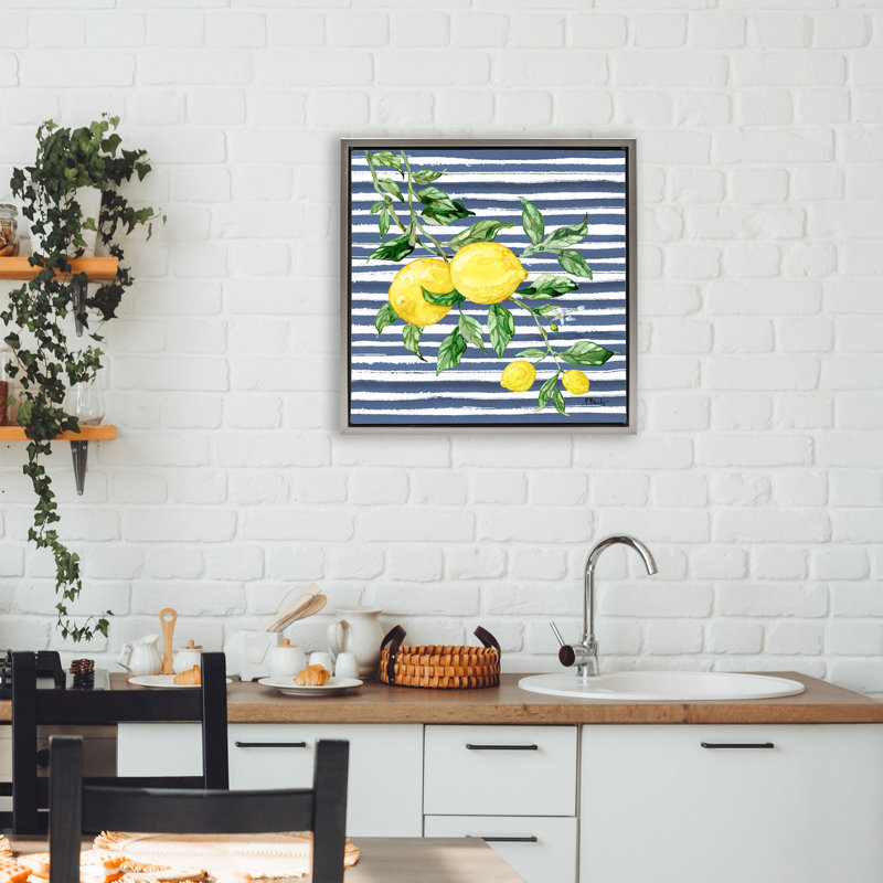 Cadre flottant à la vigne de citron juteux, design par Paul Brent, Cadre flottant gris lustré, H 18 po x l 18 po