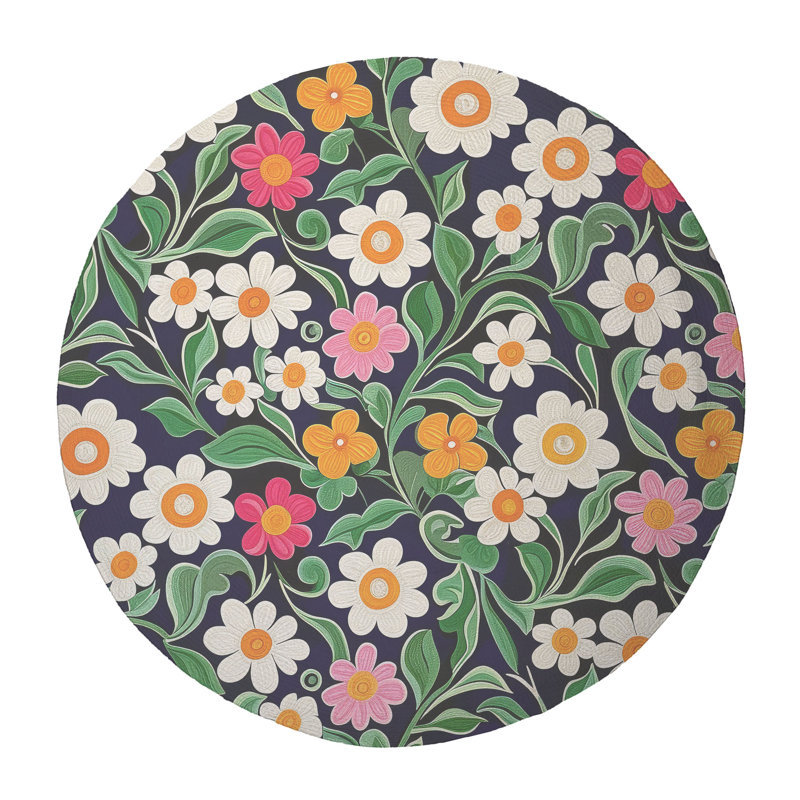 Tapis tressé fleur, Rond 5 pi