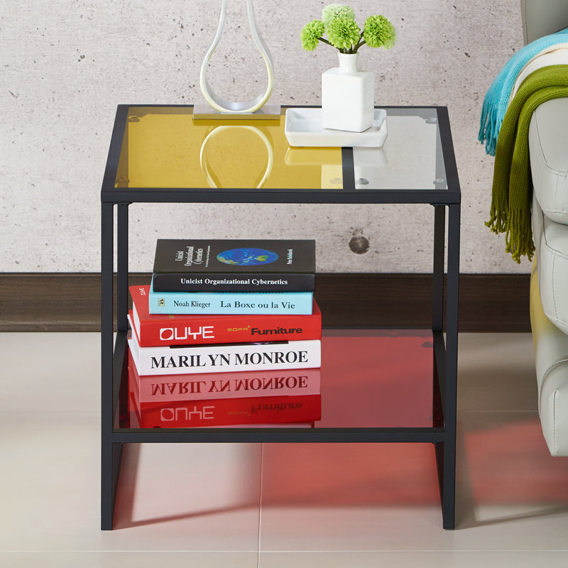 Glass Top Sled End Table