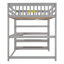 Full Size Loft Bed with Desk and Storage Shelves, Grey Solid Wood High Sleeper with Integrated Workstation