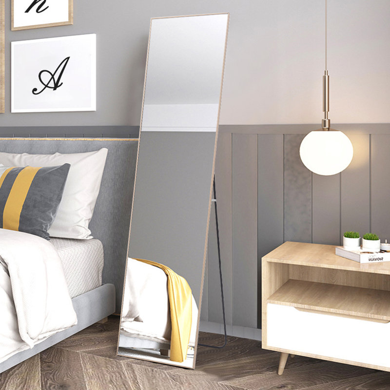Modern Slim Frame Full Length Mirror, Gold, 147cm H x 37 cm W