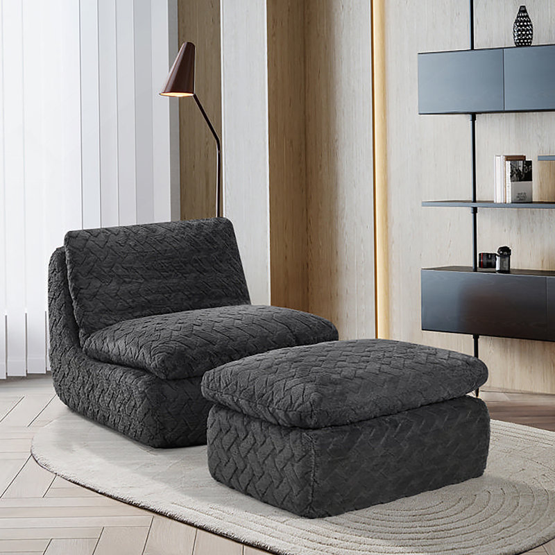 Fauteuil à compression double avec repose-pieds pivotant, Black