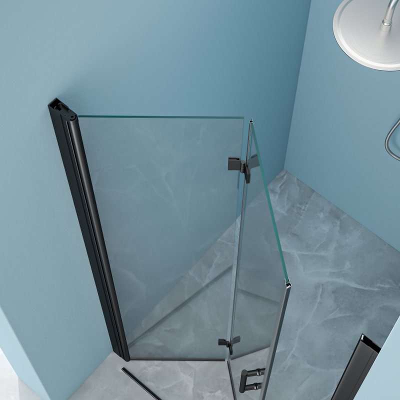 30"w X 72"h Shower Door, Matte Black. 1/4" Tempered Glass. Water-, Space, Adjustable Bathroom Barrier Partition Door Foldable Thick Isolation