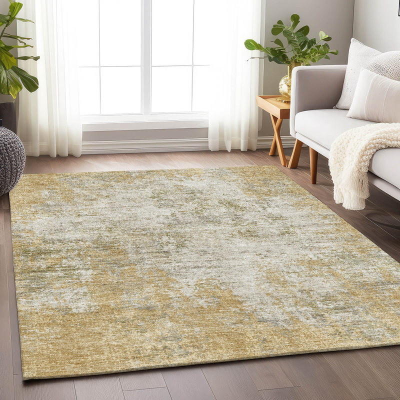 Premium Machine Washable Prisco Wheat Rug, Rectangle 2'6" x 3'10"