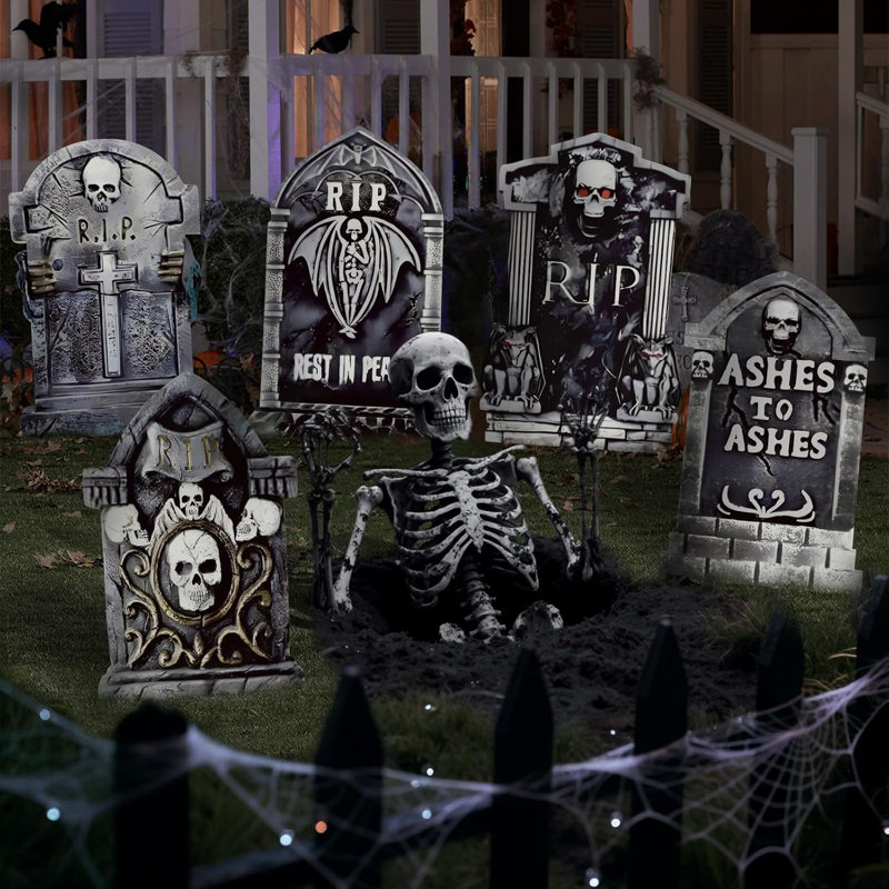 25,2 pouces d'Halloween décorations de pierres tombales extérieures 5PCS bricolage grandes tombes pierres tombales d'Halloween décor de signes de cimetière pour le cimètre