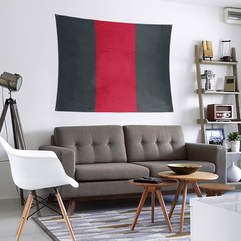 Tapisserie de polyester Las Vegas, Gris acier / rouge / gris acier, H 68 po x l 80 po
