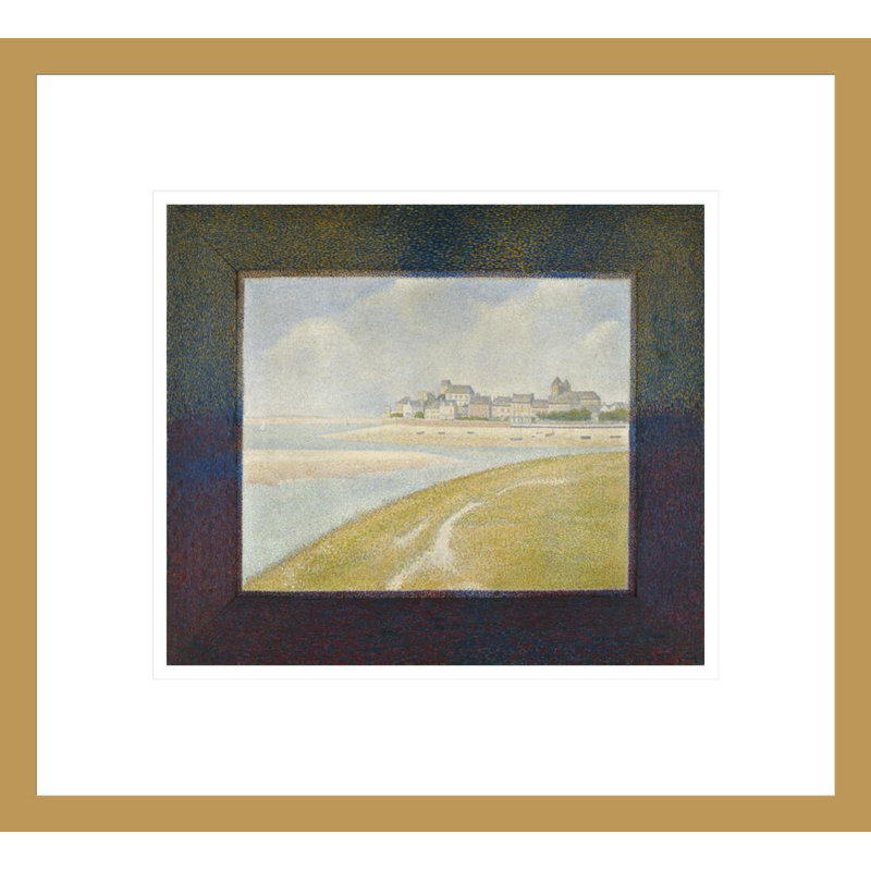 Vue du Crotoy de l'amont par Georges Seurat, impression giclée sur cadre, H 13,75 po x l 15,07 po