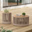 Ensemble de table industrielle rustique, table basse et table d'appoint avec design en corde tissée, ensemble de table élégant et fonctionnel moderne pour le salon et la décoration intérieure - corde beige