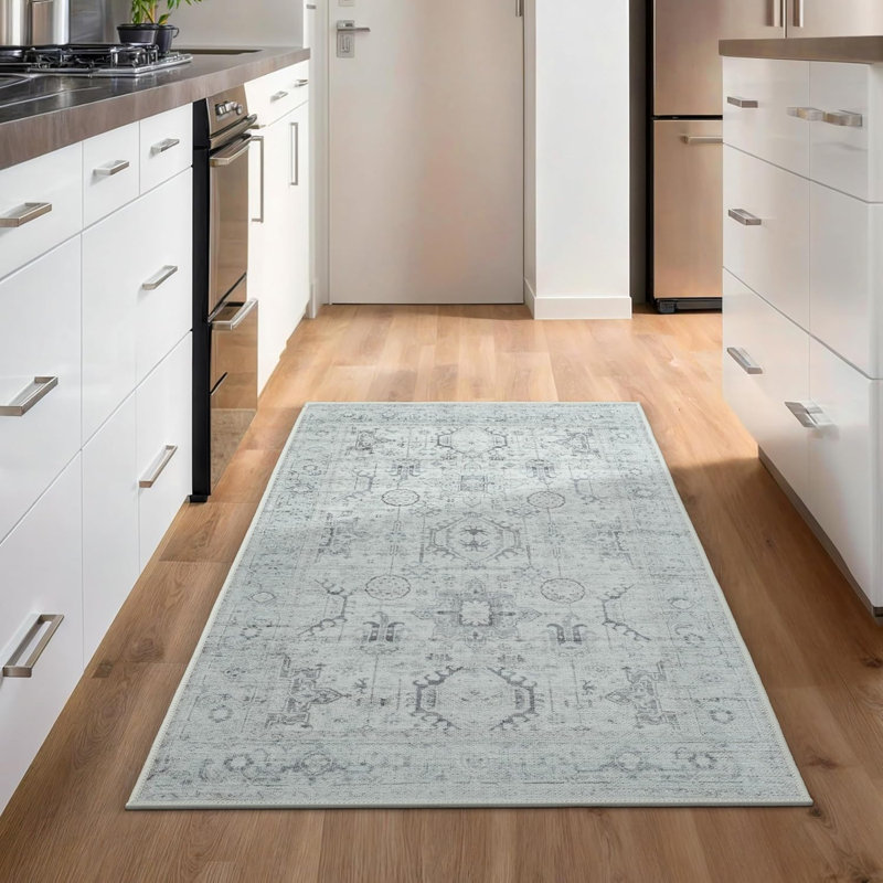 Tapis lavable à la machine résistant aux taches GLN Rugs, Tapis de couloir 2 pi 6 po x 7 pi