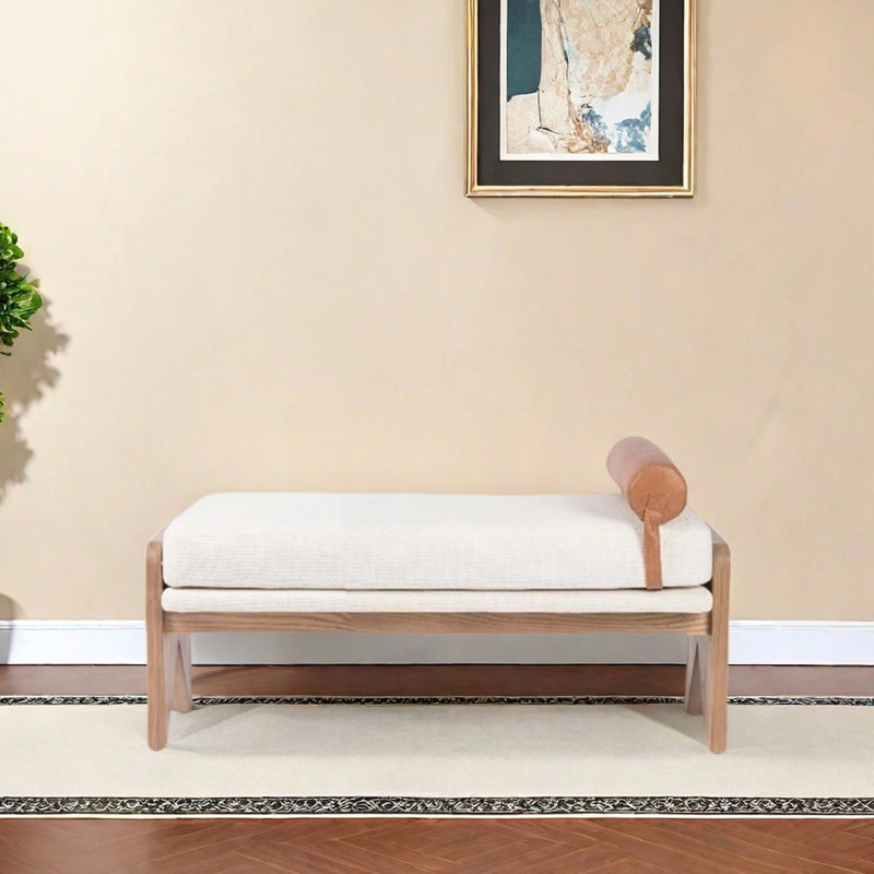 Banc de vestiaire en bois massif, H 17,72 po x l 47,24 po x P 17,72 po