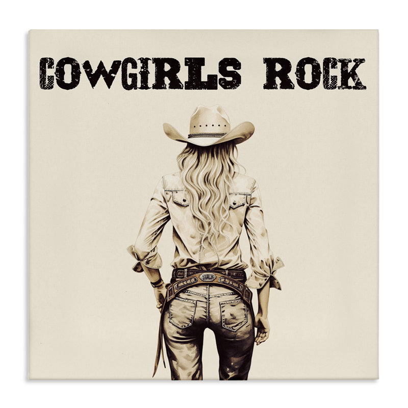 "Cowgirls Rock phrase", art mural par Karen Smith, H 24 po x l 24 po