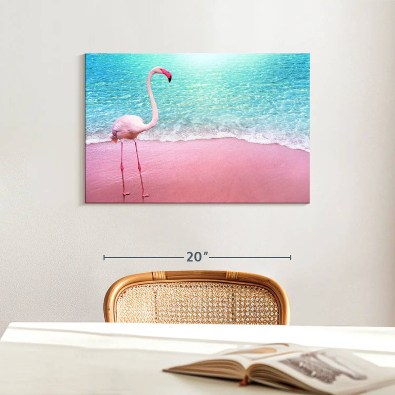 Flamant rose plage Brampt, H 16 po x l 24 po