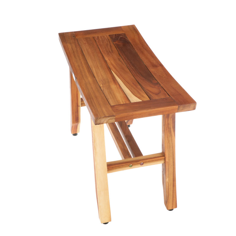 EcoDecors' Satori 24" W, Teak Shower Bench, Teak Shower Stool, Teak Stool for Inside Shower, Small Shower Stool, Teak Foot Rest, Teak Shower Bench For Inside Shower, in Earthy Teak