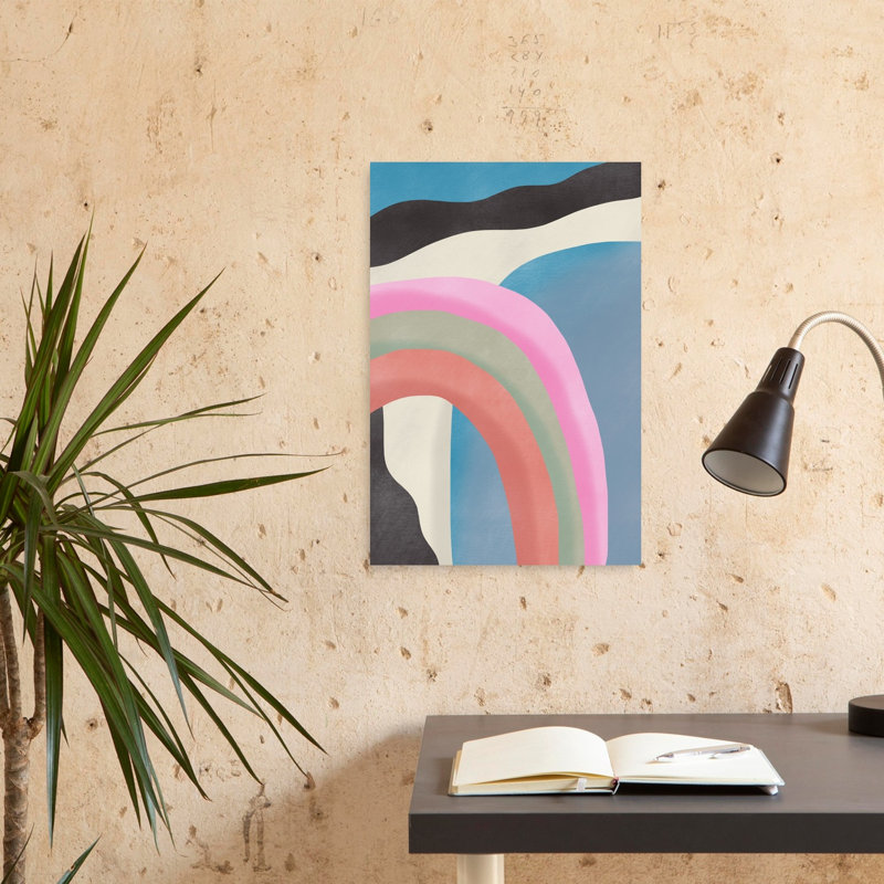 Gentle Rainbow Arcs Abstract Colorful Contemporary Landscape Nature Wall Art Print, 60.96cm H x 40.64cm W