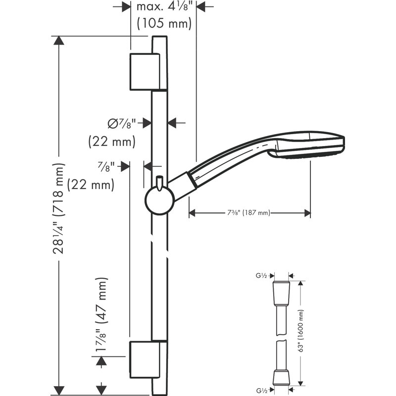 Croma Shower Faucet 3-Jet, 2.5 GPM, Brushed Nickel