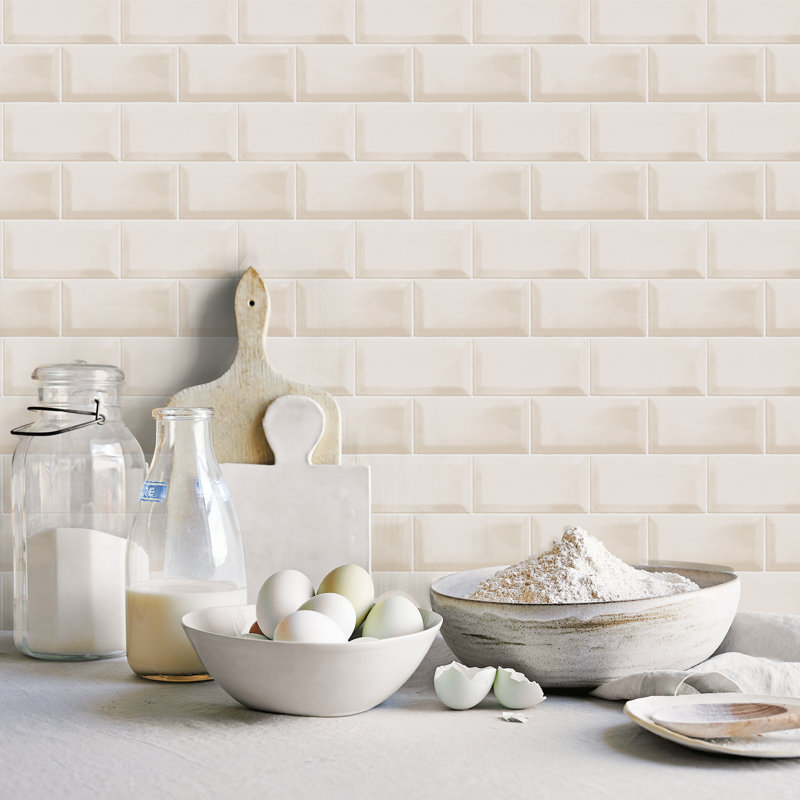 Labanna Metro Tile 10m X 53cm Wallpaper Roll, Beige