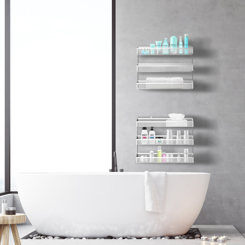 Ensemble de 2 étagères à épices, support de comptoir à 3 niveaux ou étagère de rangement murale pour armoire de cuisine, armoire, porte de garde-manger ou douche de salle de bain, chrome