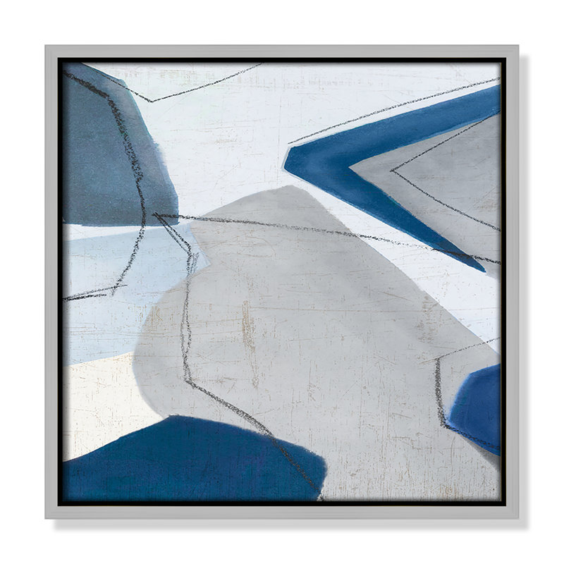 «Dynamic Drifts I», reproduction carrée par Emma Peal, H 13,5 po x l 13,5 po x P 2 po, Pas de tapis, Encadrement argenté