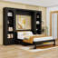 Queen Wood Murphy Bed with Storage Drawers, Shelves and LED Light Strips-115294557