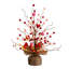 18 po Arbre artificiel pré-éclairé avec brindilles en forme de cœur et de baies de la Saint-Valentin avec 30 guirlandes de lumières DEL sur fond en toile de jute
