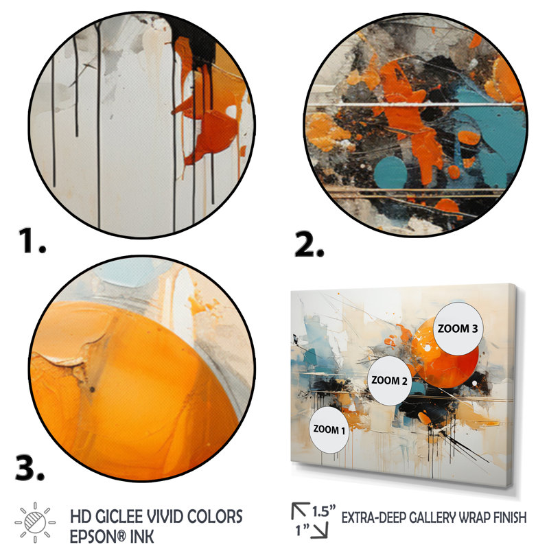 Teal Orange Bold Energy III - Dams, impressions sur toile, H 16 po x l 32 po x P 1 po, Toile tendue