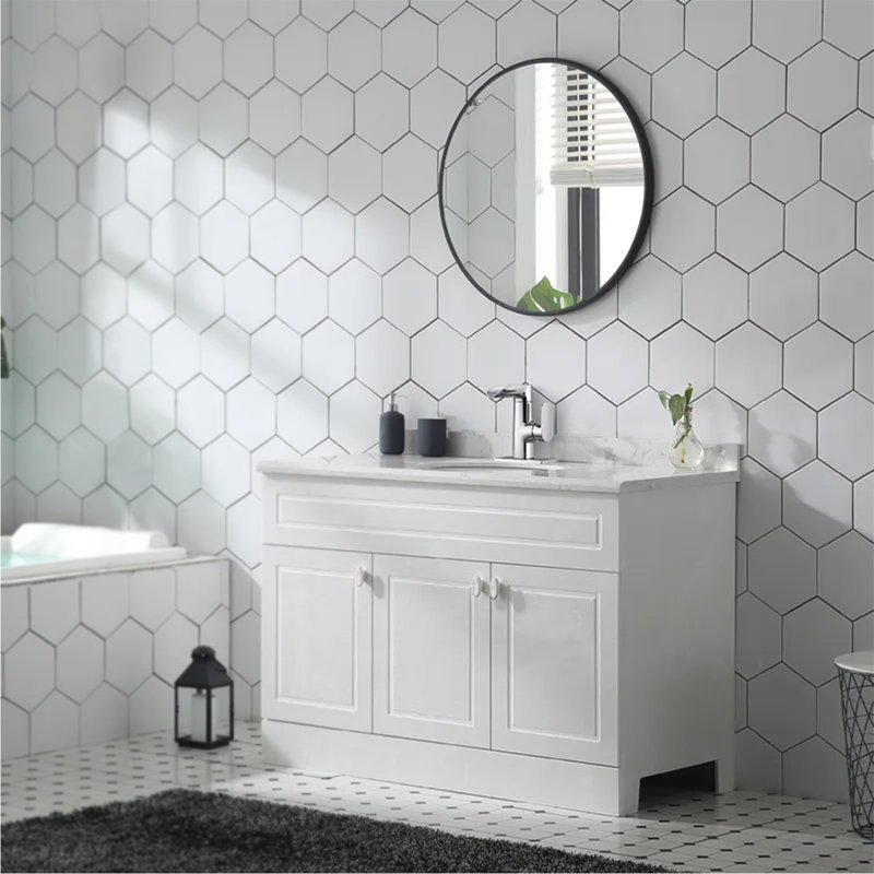 Robinet pour salle de bain à poignée double avec drain - installation monotrou, Chrome