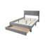 Lit de luxe 1 chambre double de style contemporain avec tête de lit et tiroir de rangement en velours côtelé gris