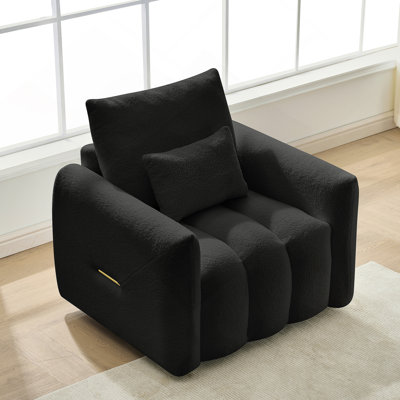 35 "Teddy Fabric Sofa, Modern Lounge Chair, Upholstered With A Pillow, Apartment, Office, Living Room And Bedroom Biack