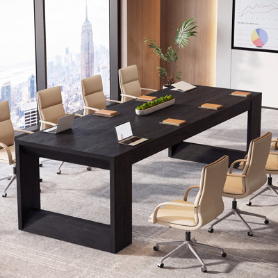 Bureau pour deux personnes 86,6 "en bois de sapin massif avec base piédestal double