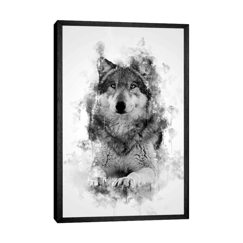 Wolf 1 Piece Wall Art on Canvas, 66.04 cm H x 45.72 cm W, Black Framed