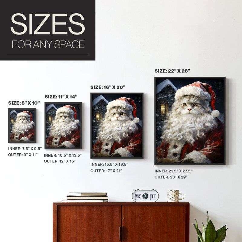 «Santa Paws II», reproduction encadrée - bois massif, Noir, noir, noir, noir, H 21 po x l 17 po