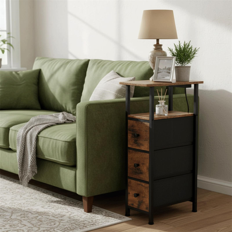 20cm W Metal Bedside Table