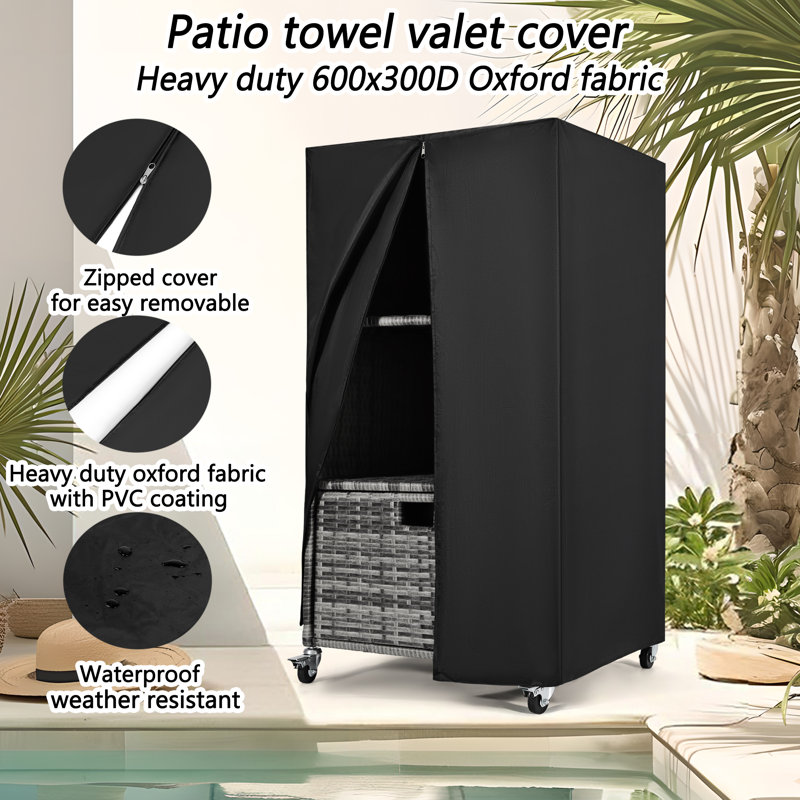 Outdoor Towel Rack For Pool Outdoor Pool Towel Storage Cabinet With Shelf & Drawer Pool Towel Hoder With Rolling Wheels Hot Tub Towel Rack W/Waterproof Cover Poolside Towel Valet Caddy For Spa Grey