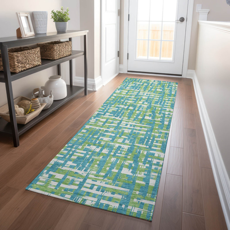 Tapis beige intérieur / extérieur lavable à la machine Chayden ACN1060, Tapis de couloir 2 pi 3 po x 7 pi 6 po