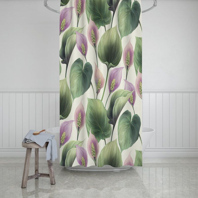 Rideau de douche simple à motif floral, H 93 po x l 70 po