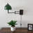 Tiffany Sconce Lamp Plug in Swing Arm Green Stained Glass LeavesLED Bulb Included 13”W*8”D*15”H