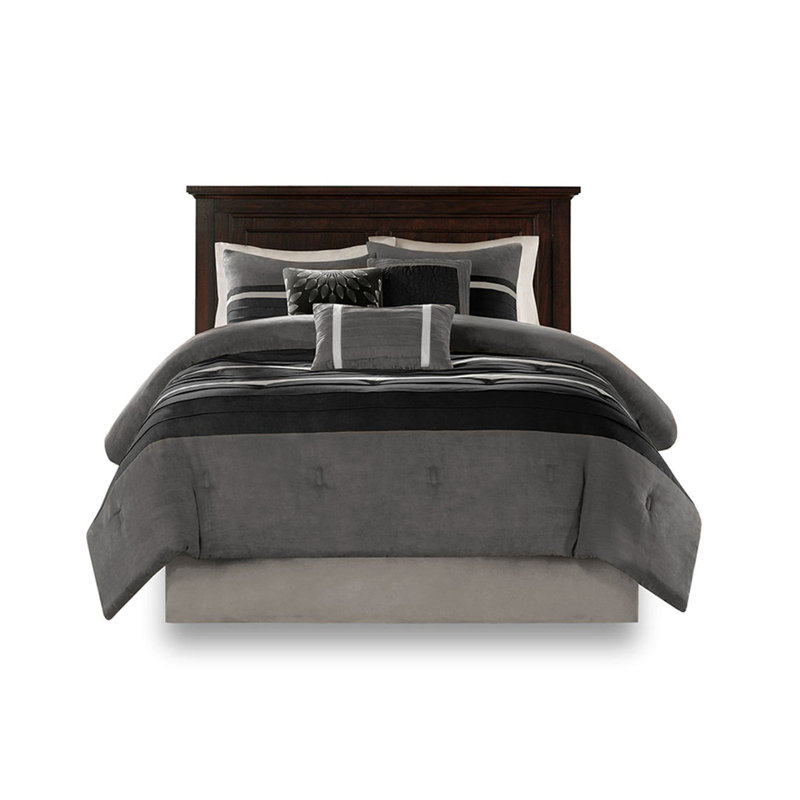 7 PC Pieced Comforter Set Black