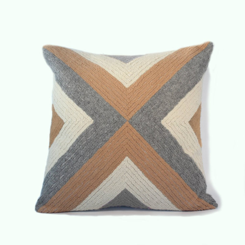 Grinda Square Pillow Cover and Insert, Camel/Gray