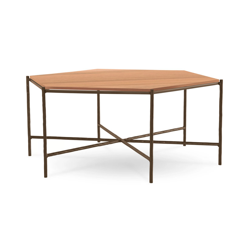 Athena Glass Top Coffee Table, Antique Pewter, Clear Coat, Maple