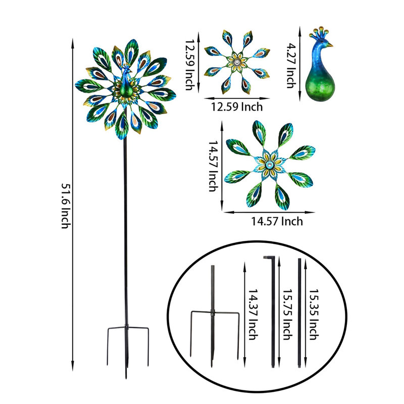 51 Inch Peacock Wind Spinner
